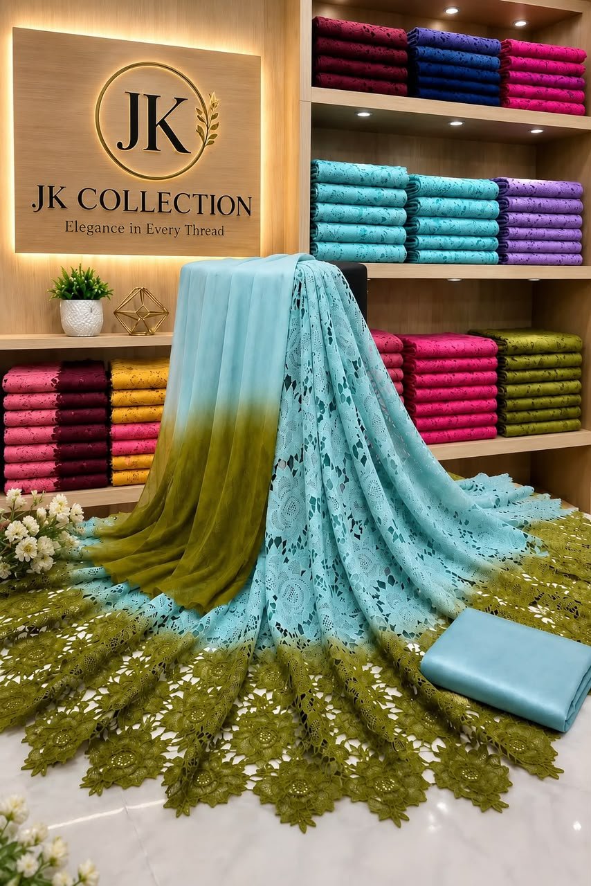 4 Piece Unstitched Cutwork Suit