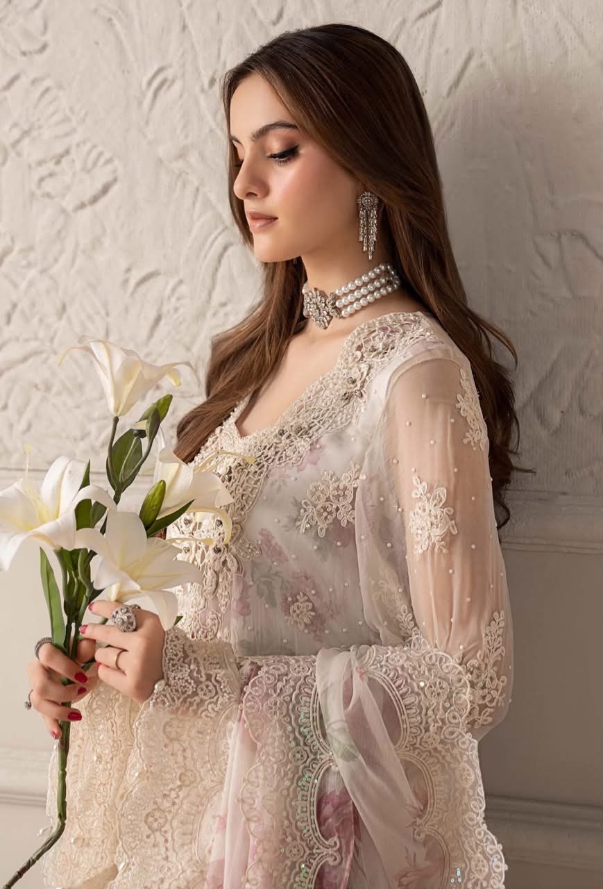 Maria B Luxury Chiffon Embroidered Dress