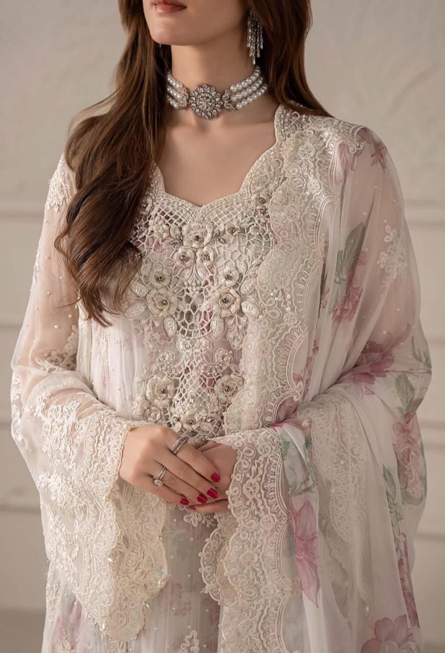 Maria B Luxury Chiffon Embroidered Dress