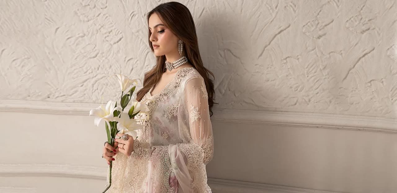 Maria B Luxury Chiffon Embroidered Dress
